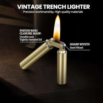 CHOICEDC Vintage Lighter, Cool Trench Lighters, Copper Trench Lighter, Kerosene Lighter Fluid Refillable Lighters, Antique Windproof Lighters, Novelty Lighter, Unique Gifts for Men Dad Husband