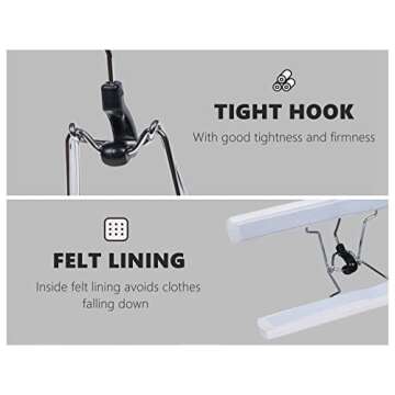 Amber Home 10 Pack White Wooden Pants Hangers, Wood Clamp Hangers with Non Slip Padded Velvet, Jeans/Slacks Hangers Hair Extension Hangers for Skirts, Trousers, Wigs (White, 10)