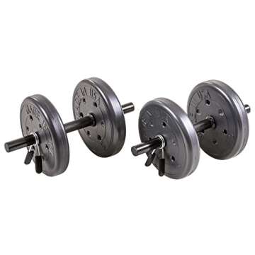 US Weight 105 Pound Barbell Weight Set for Home Gym| Adjustable Weight Set with Two Dumbbell Bars and Full 6 Ft Bar, Black