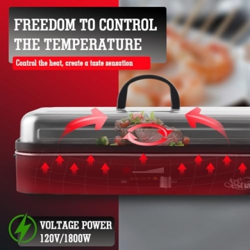 Artestia 1800W Electric Outdoor Grill with Lid