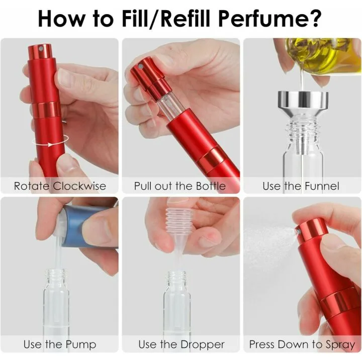 Travel Perfume Atomizer 4-Pack - Refillable Mini Bottles