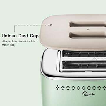 PINLO 2-Slice Stainless Steel Retro Toaster with Wide Slots