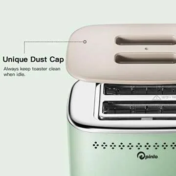 PINLO 2-Slice Stainless Steel Retro Toaster with Wide Slots
