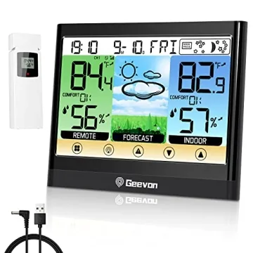 Geevon Weather Station Wireless Indoor Outdoor Thermometer Hygrometer with Dew Point, Heat Index, To...