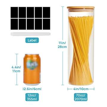 Vtopmart 70oz Glass Food Storage Jars, 3 Pack Large Kitchen Containers with Airtight Bamboo Wooden L...