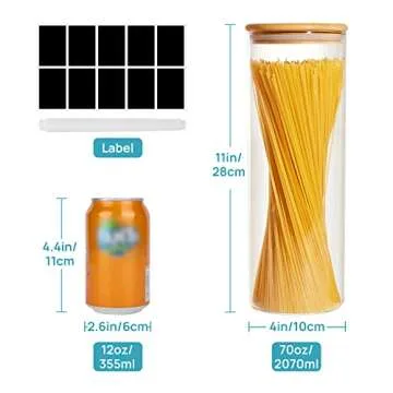 Vtopmart 70oz Glass Food Storage Jars, 3 Pack Large Kitchen Containers with Airtight Bamboo Wooden L...