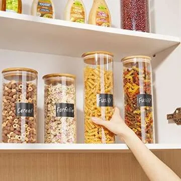 Vtopmart 70oz Glass Food Storage Jars, 3 Pack Large Kitchen Containers with Airtight Bamboo Wooden Lids for Pasta, Nuts, Flour, Canisters Set for Cereal, Pantry Organization, BPA Free