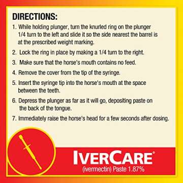 Farnam IverCare (ivermectin paste) 1.87%, Anthelmintic and Boticide, Treats Horses Up to 1500 lbs, Easy-To-Use Sure-Grip Syringe, Red Apple Flavor