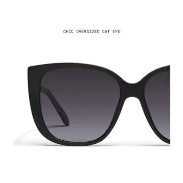 Quay - Womens Sunglasses, Square Lenses with UV Protection, Oversized Sunglasses (Ever After, Matte Black)
