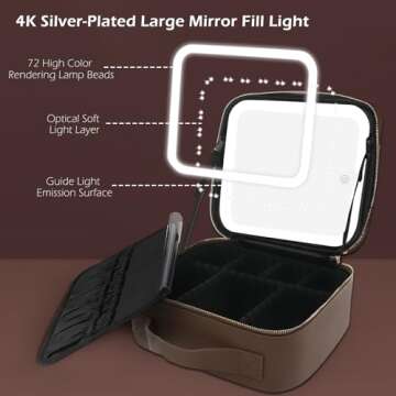 MOMIRA Portable Makeup Bag with Light & Adjustable Dividers