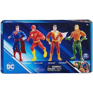 DC Comics, Action Figures 4-Pack, Superman, The Flash, Shazam!, Aquaman 4-inch Figures, Accessories,...