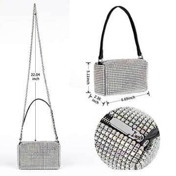 Bling Bling Crystals Evening Clutch Bag for Women Girls Sparkling Crossbody Bag Wedding Prom Party Club Purses Handbags White&colorful Diamonds