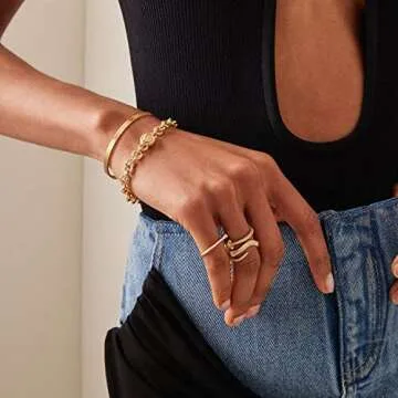 Aobei Pearl 18K Gold Brushed Thin Cuff Bangle for Women