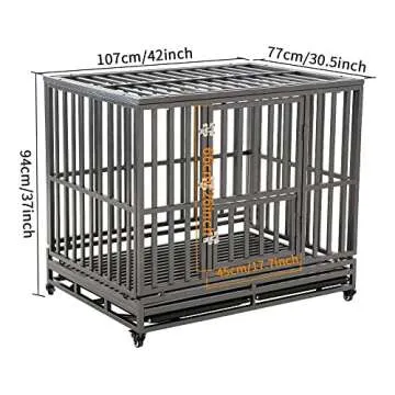 LUCKUP Heavy Duty Dog Cage Metal Kennel and Crate for Medium and Large Dogs, Pet Playpen with Four W...
