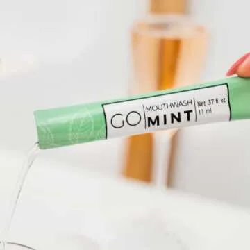 GO Travel Size Mouthwash Packets – Individual Mini Mouthwash for Fresh Breath - TSA Compliant - Smart Packet Design to Reduce Travel Bottle Waste - Liquid Mint Flavored Portable Mouthwash Bulk