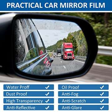 Tallew 20 Pcs Car Rearview Mirror Film Set, 12 Waterproof Mirror Film, 2 Side Rain Guard, 2 Blind Spot Mirrors 4 Scraper and Cleaning Cloth for Most Car Truck Suv