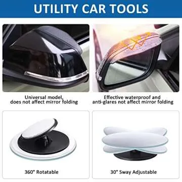 Tallew 20 Pcs Car Rearview Mirror Film Set, 12 Waterproof Mirror Film, 2 Side Rain Guard, 2 Blind Spot Mirrors 4 Scraper and Cleaning Cloth for Most Car Truck Suv
