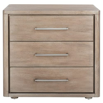 SAFAVIEH Couture Home Collection Rosey Light Brown 3-Drawer Wood Nightstand Table (Fully Assembled)