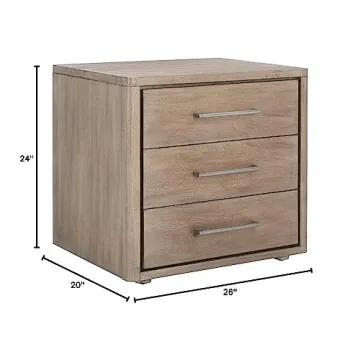 SAFAVIEH Couture Home Collection Rosey Light Brown 3-Drawer Wood Nightstand Table (Fully Assembled)