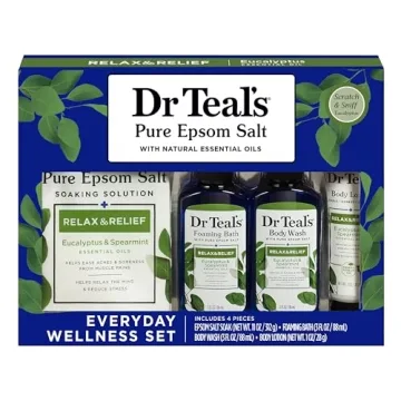 Dr Teal's Holiday Gift Set - Eucalyptus & Spearmint - 4 Piece Bath Sampler, Perfect for Stocking Stu...