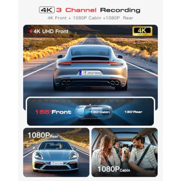 Dash Cam Front and Rear: 4K+1080P+1080P 3 Channel Dash Camera for Cars, STARVIS 2 Sensor Dash Camera...