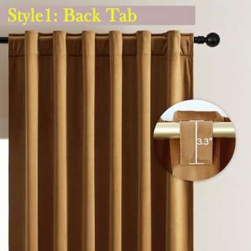 Timeper Gold Brown Velvet Curtains 84 inches 2 Panels, Light Blocking Curtains for Bedroom Living Ro...