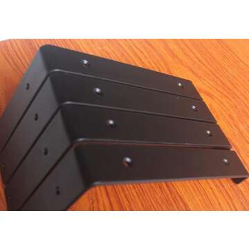 4 Pack - 9.25" L x 6" H x 1.5" W J Lip Shelf Brackets Rustic Farmhouse Iron Wall Floating Shelf Bracket Metal Shelf Bracket Industrial Shelf Supports with Screws Black