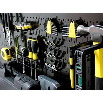 Wall Control Pegboard Value Pack - (3) Pack of Wall Control 16-Inch Tall x 32-Inch Wide Horizontal Black Metal Wallboards for Home & Garage Tool Storage Organization (Black Pegboard)