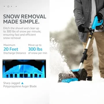 AlphaWorks 20V Cordless Snow Shovel - Ergonomic & Efficient Design