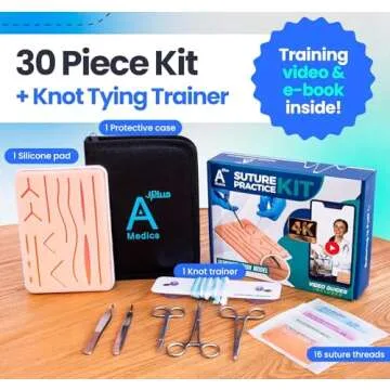 Complete Suture Practice Kit for Medical Students w/How-to Suture HD Video Course, Suture Training M...