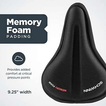Schwinn Comfort Bike Sport Seat Cover - Memory Foam Padding, Fits All Bikes