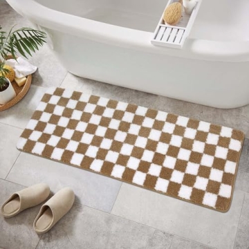Uphome Funky Checkered Bath Mat Machine Washable Rug