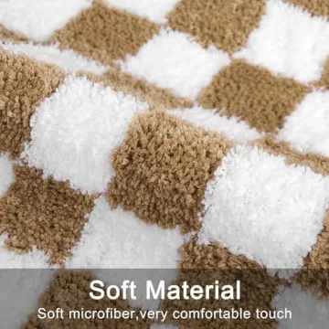 Uphome Funky Checkered Bath Mat Machine Washable Rug