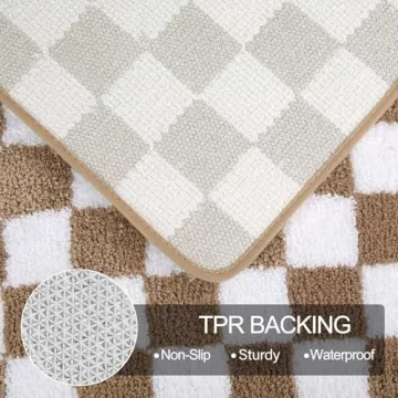 Uphome Funky Checkered Bath Mat Machine Washable Rug