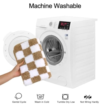 Uphome Funky Checkered Bath Mat Machine Washable Rug