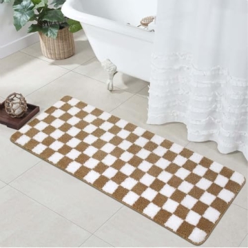 Uphome Funky Checkered Bath Mat Machine Washable Rug