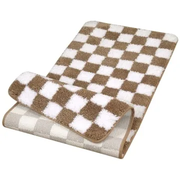 Uphome Funky Checkered Bath Mat Machine Washable Rug