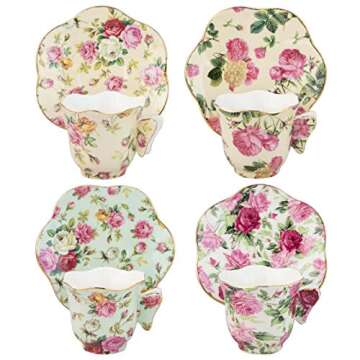 Gracie China Rose Chintz Espresso Cup Set with Saucer