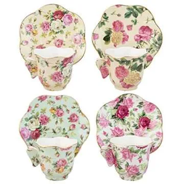 Gracie China Rose Chintz Espresso Cup Set with Saucer