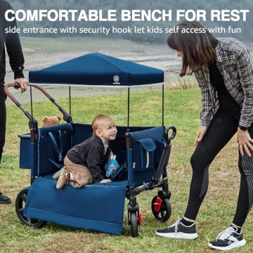 EVER ADVANCED Side-Unzip Wagon Stroller for 2 Kids - Safe & Comfortable