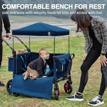 EVER ADVANCED Side-Unzip Wagon Stroller for 2 Kids - Safe & Comfortable