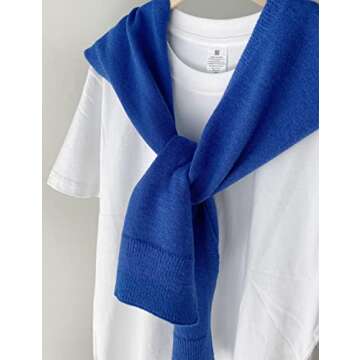 Zontroldy Women's Fashion Sweater Knitted Knotted Shawl Wraps Cape Tops Blouses(0221-Blue-OneSize)