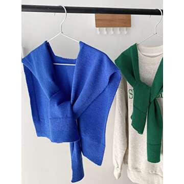 Zontroldy Women's Fashion Sweater Knitted Knotted Shawl Wraps Cape Tops Blouses(0221-Blue-OneSize)