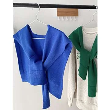 Zontroldy Women's Fashion Sweater Knitted Knotted Shawl Wraps Cape Tops Blouses(0221-Blue-OneSize)