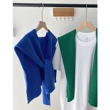 Zontroldy Women's Fashion Sweater Knitted Knotted Shawl Wraps Cape Tops Blouses(0221-Blue-OneSize)