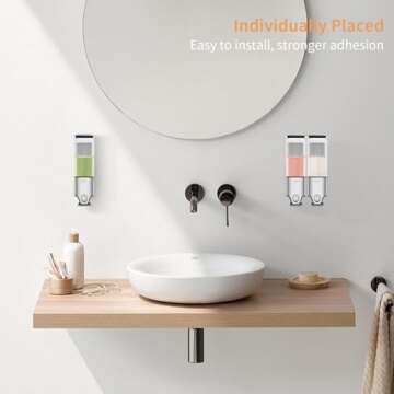 3- Chamber Shower Soap Dispenser Set, Wall-Mounted Shampoo and Conditioner Dispenser No Drill