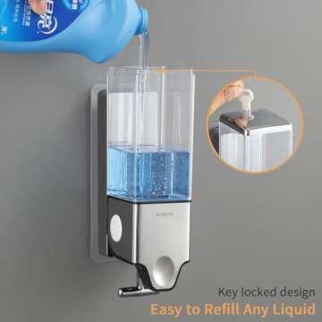 3- Chamber Shower Soap Dispenser Set, Wall-Mounted Shampoo and Conditioner Dispenser No Drill