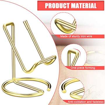 2 Pieces Metal Business Card Holder for Desk, Cell Phone Stand, Elegant Line Business Card Display Holder Stand, Office Desktop ID Name Organizer