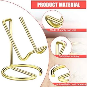 2 Pieces Metal Business Card Holder for Desk, Cell Phone Stand, Elegant Line Business Card Display Holder Stand, Office Desktop ID Name Organizer