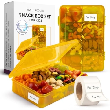 Snack Box Containers Set of 2 - Reusable, 100 Dissolvable Labels, Dishwasher Safe, BPA-Free, Meal Pr...